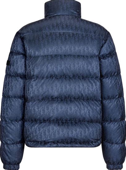 dior light blue oblique puffer jacket|Dior puffer jacket navy.